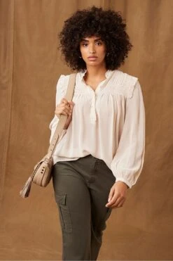 Mint Velvet Pintuck High Neck Blouse
