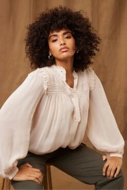 Mint Velvet Pintuck High Neck Blouse -Outlet Mode Zyra Store 123557s3