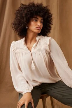 Mint Velvet Pintuck High Neck Blouse -Outlet Mode Zyra Store 123557s4