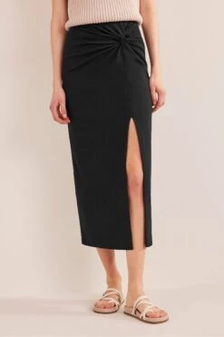Boden Knot Detail Jersey Black Skirt