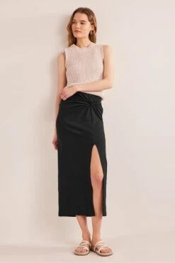 Boden Knot Detail Jersey Black Skirt -Outlet Mode Zyra Store 147212s3