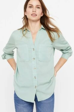 Cortefiel Green Tencel™ Denim Shirt