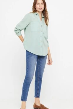 Cortefiel Green Tencel™ Denim Shirt -Outlet Mode Zyra Store 162916s3