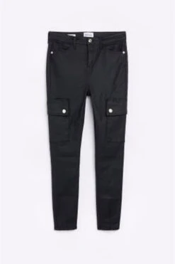 River Island Black Skinny Cargo Coated Jeans -Outlet Mode Zyra Store 187402s5