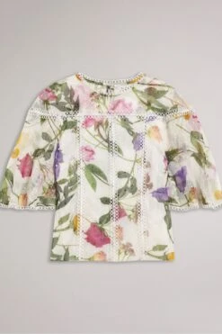 Ted Baker Arelln White High Neck Top With Lace Tapes -Outlet Mode Zyra Store 193473s5