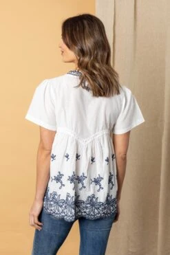 Lakeland Leather Layla Embroidered White Blouse -Outlet Mode Zyra Store 254091s2