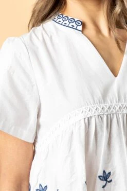 Lakeland Leather Layla Embroidered White Blouse -Outlet Mode Zyra Store 254091s5