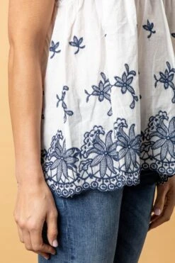 Lakeland Leather Layla Embroidered White Blouse -Outlet Mode Zyra Store 254091s7