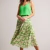 Ted Baker Green Maryin Printed Pleated Skirt -Outlet Mode Zyra Store 280875s