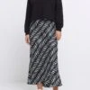River Island Black Easy Bias Abstract Maxi Skirt