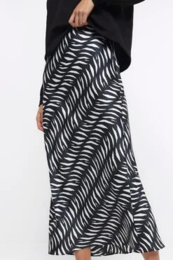 River Island Black Easy Bias Abstract Maxi Skirt -Outlet Mode Zyra Store 307170s3