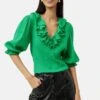 Jigsaw Green Crinkle Ruched Top -Outlet Mode Zyra Store 394584s