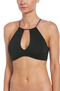 Nike Solid Laceup High Neck Bikini Top