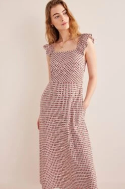 Boden Red Frill Detail Jersey Midi Dress -Outlet Mode Zyra Store 426548s3