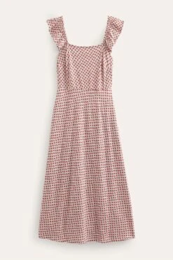 Boden Red Frill Detail Jersey Midi Dress -Outlet Mode Zyra Store 426548s6