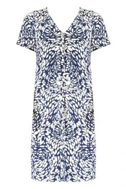 Live Unlimited Curve - Blue Pebble Print V-Neck Shirt Dress -Outlet Mode Zyra Store 495249s4