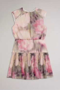 Ted Baker Pink Amorita Coral Blurred Floral Waisted Sleeveless Mini Dress 9 Ted Baker Pink Amorita Coral Blurred Floral Waisted Sleeveless Mini Dress -Outlet Mode Zyra Store 541181s3