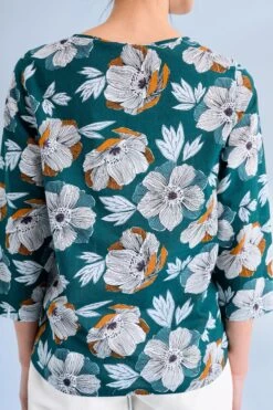 Seasalt Cornwall Teal Blue Watercolour Sketch 3/4 Sleeve Top -Outlet Mode Zyra Store 564386s2