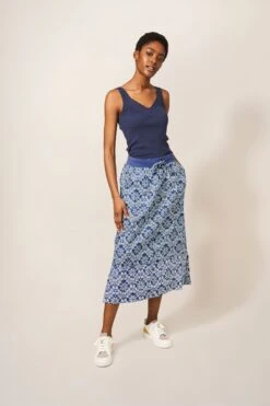 White Stuff Blue Effie Linen Skirt -Outlet Mode Zyra Store 681365s3