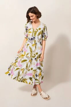 White Stuff Jolene Cotton Midi White Dress -Outlet Mode Zyra Store 693195s4