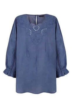 Cortefiel Blue Embroidered Blouse -Outlet Mode Zyra Store 742427s6