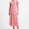 French Connection Pink Islanna Crepe Printed Dress -Outlet Mode Zyra Store 743149s
