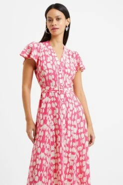 French Connection Pink Islanna Crepe Printed Dress -Outlet Mode Zyra Store 743149s3