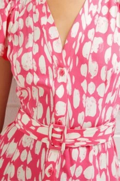 French Connection Pink Islanna Crepe Printed Dress -Outlet Mode Zyra Store 743149s4