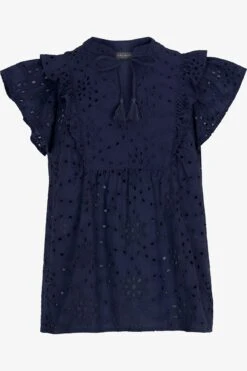 Mint Velvet Blue Ruffle Broderie Top -Outlet Mode Zyra Store 752280s3