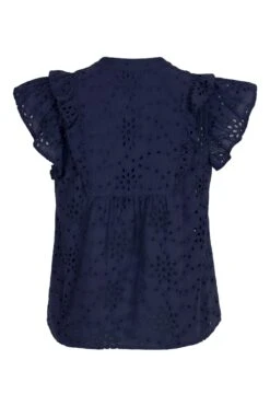 Mint Velvet Blue Ruffle Broderie Top -Outlet Mode Zyra Store 752280s4