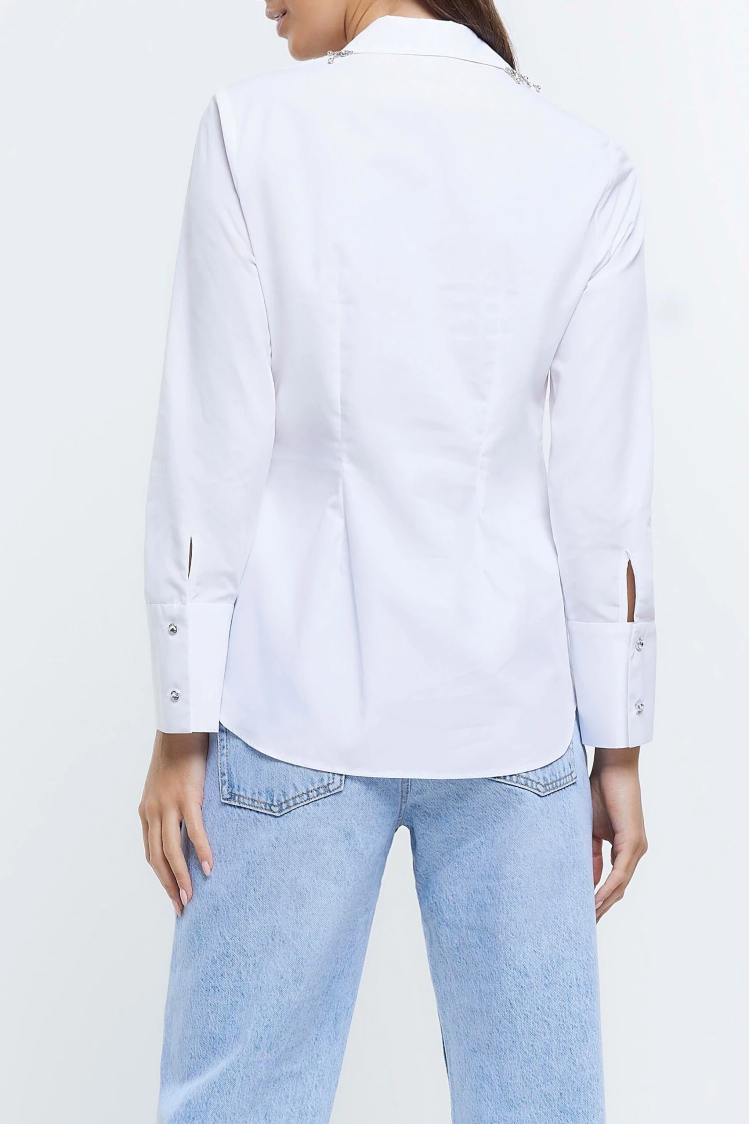 River Island White Bling Collar Poplin Shirt 4 River Island White Bling Collar Poplin Shirt - Image 2