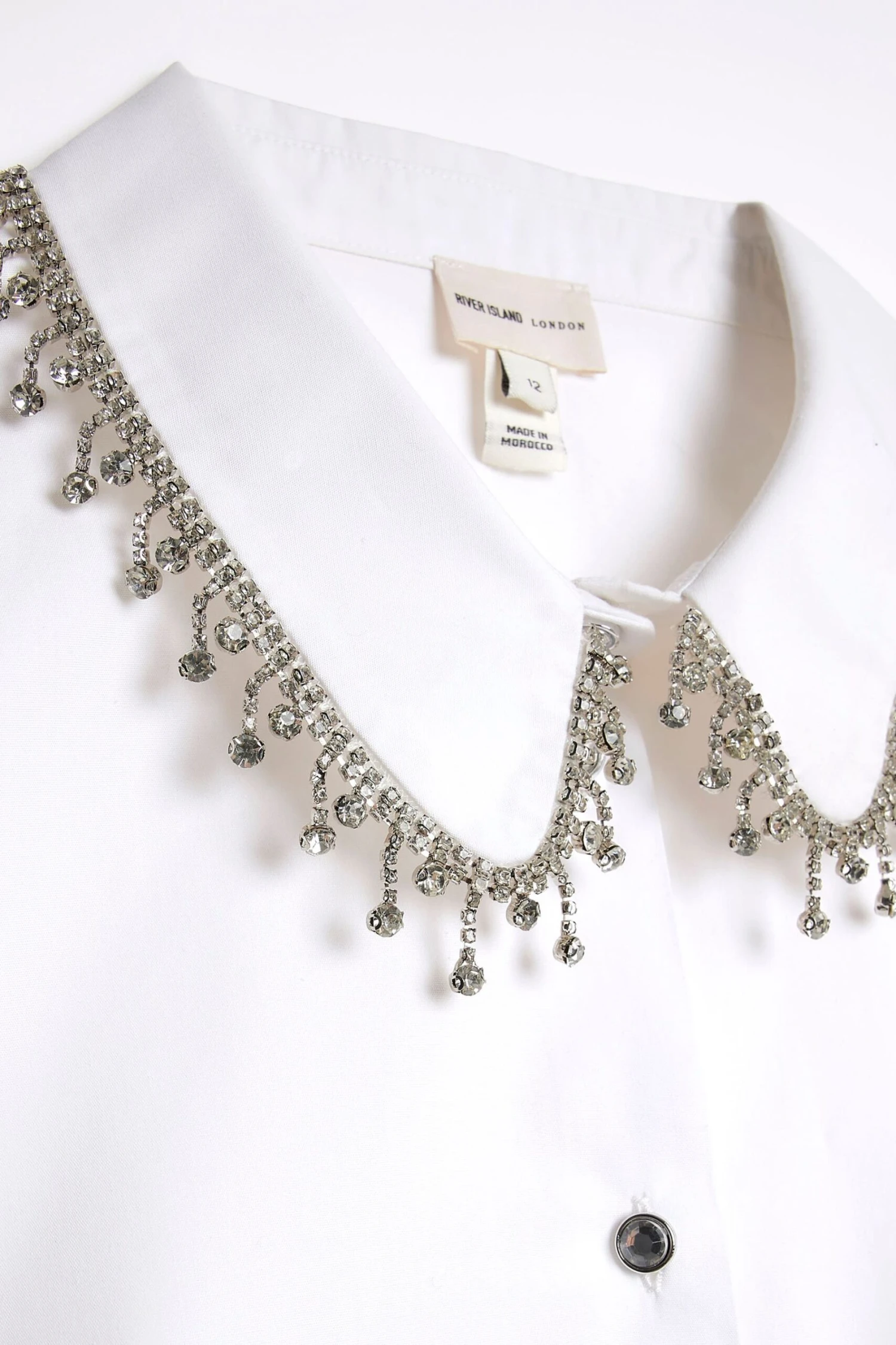 River Island White Bling Collar Poplin Shirt 7 River Island White Bling Collar Poplin Shirt - Image 5