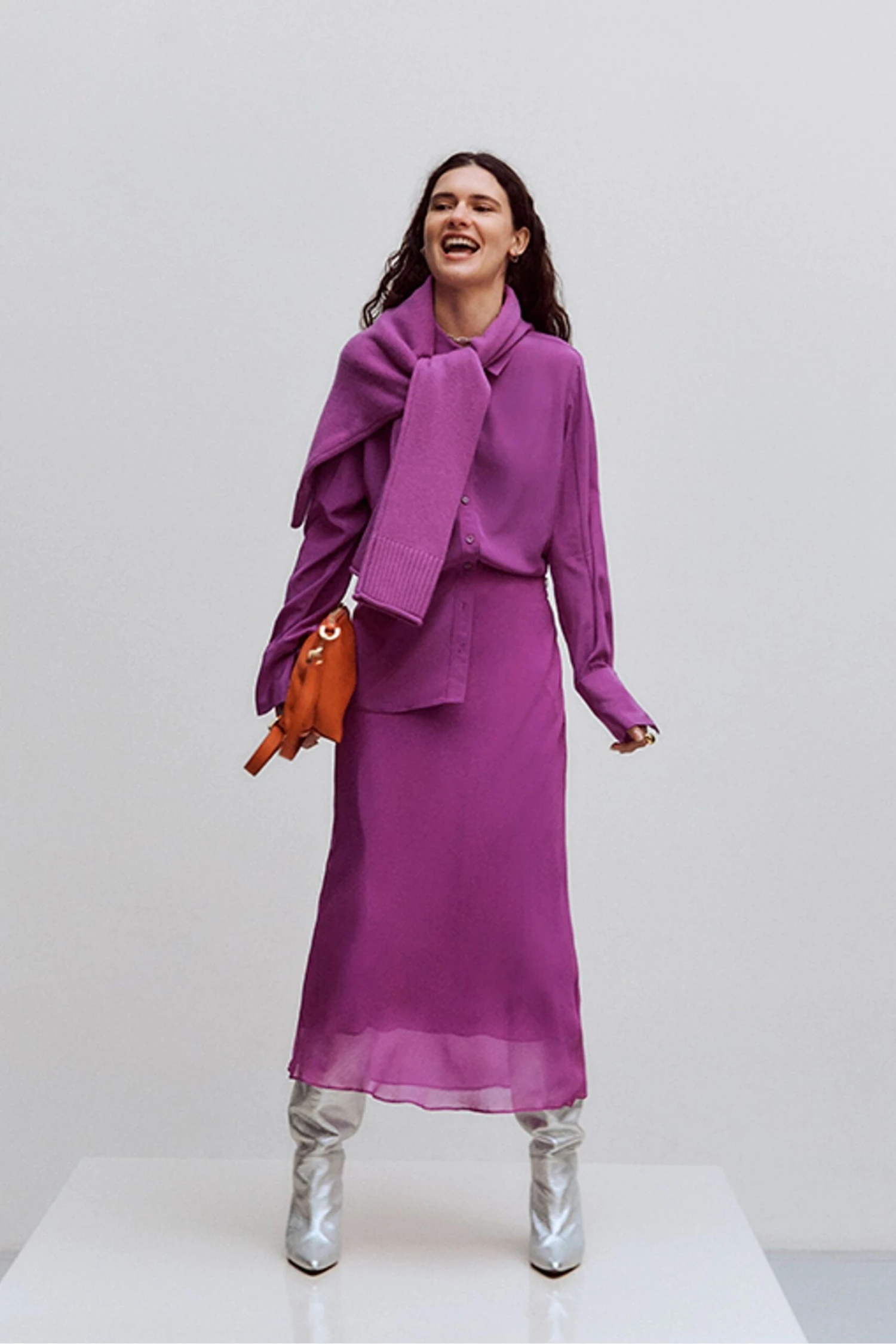 Jigsaw Purple Crinkle Bias Maxi Skirt 3 Jigsaw Purple Crinkle Bias Maxi Skirt