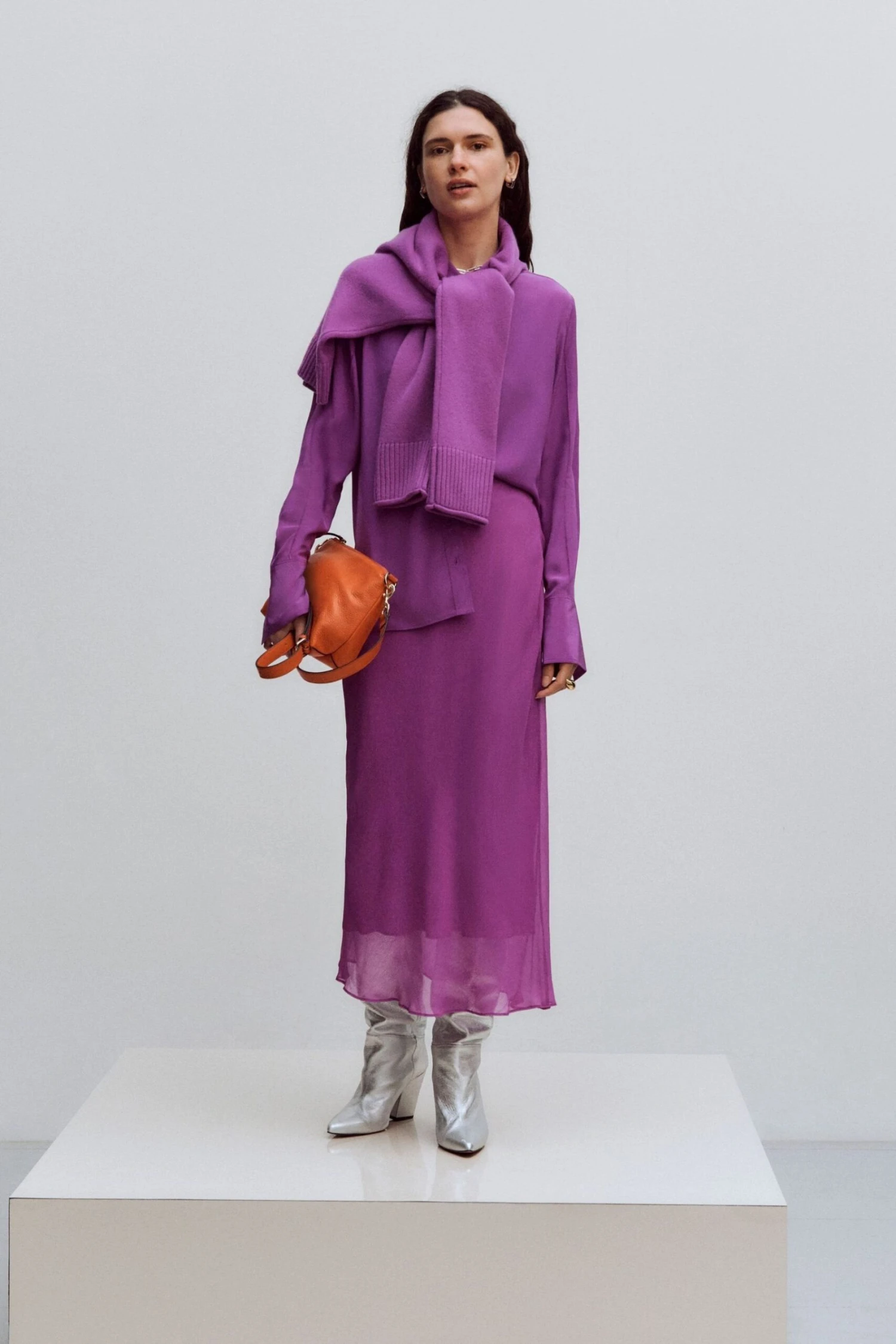 Jigsaw Purple Crinkle Bias Maxi Skirt 4 Jigsaw Purple Crinkle Bias Maxi Skirt - Image 2