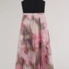 Ted Baker Pink Loulous Coral Cross Front Pleated Dress With Knit Bodice