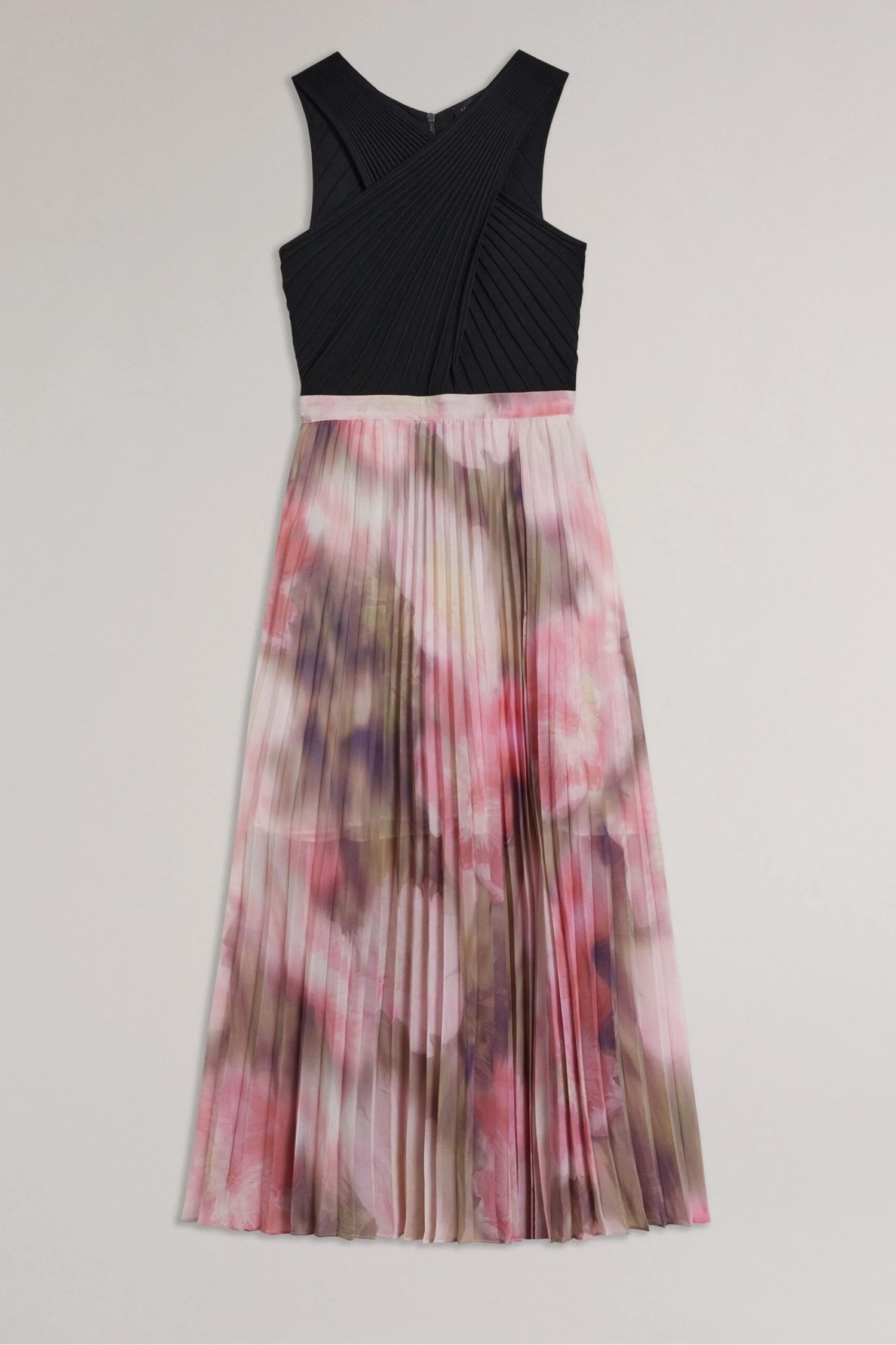 Ted Baker Pink Loulous Coral Cross Front Pleated Dress With Knit Bodice 3 Ted Baker Pink Loulous Coral Cross Front Pleated Dress With Knit Bodice