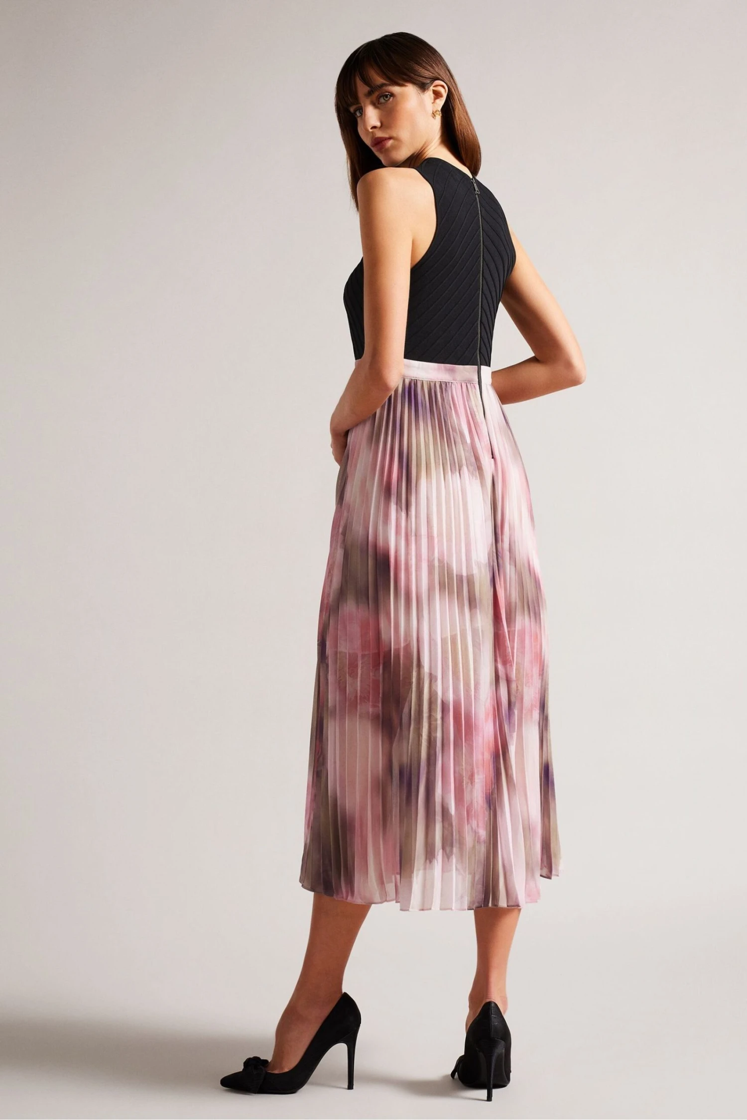 Ted Baker Pink Loulous Coral Cross Front Pleated Dress With Knit Bodice 4 Ted Baker Pink Loulous Coral Cross Front Pleated Dress With Knit Bodice - Image 2