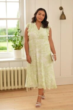 Live Unlimited Green Animal Dobby Dress