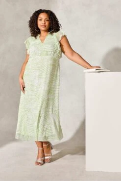 Live Unlimited Green Animal Dobby Dress -Outlet Mode Zyra Store 804431s3