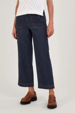 Monsoon Blue Harper Crop Wide Leg Pull-On Jeans
