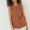 FatFace Natural Morgan Woodblock Cami Blouse -Outlet Mode Zyra Store 850587s