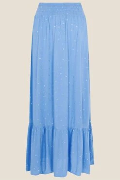 Monsoon Womens Blue Boho Foil Maxi Tier Skirt -Outlet Mode Zyra Store A47018s4