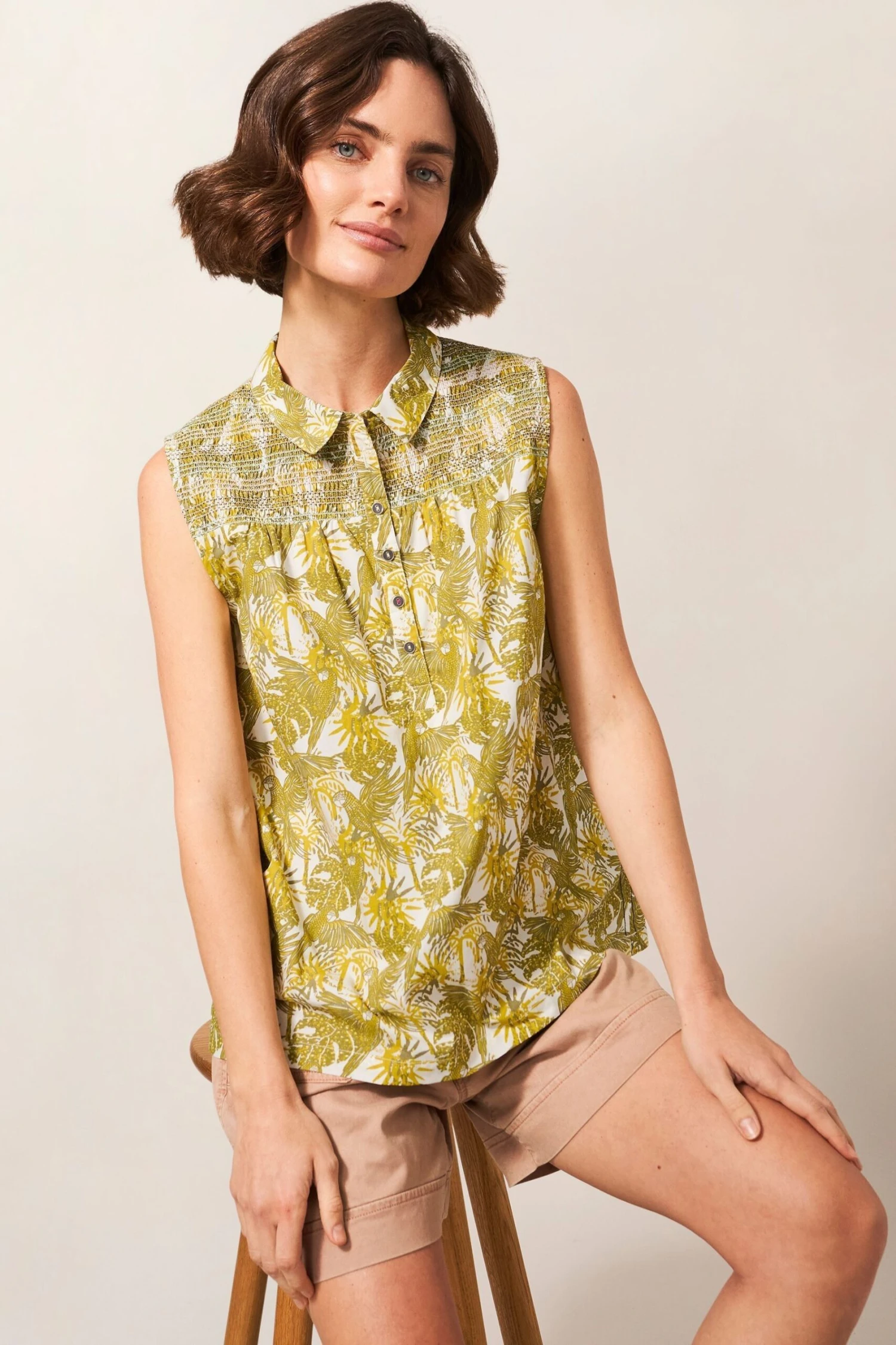 White Stuff Green Gianna Cotton Shirt 3 White Stuff Green Gianna Cotton Shirt