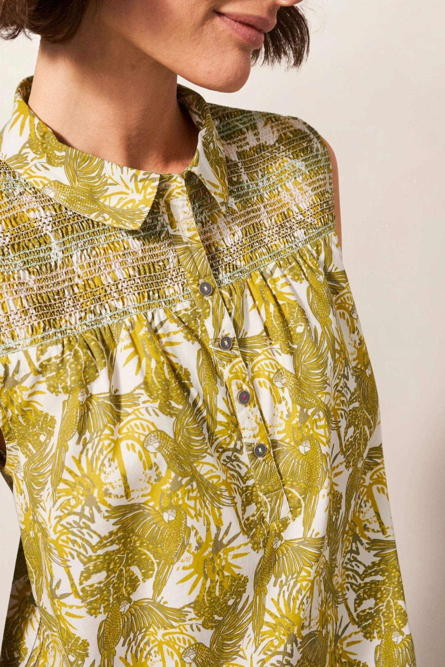 White Stuff Green Gianna Cotton Shirt 6 White Stuff Green Gianna Cotton Shirt - Image 4