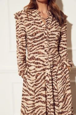 Myleene Klass Printed Frill Shirt Dress -Outlet Mode Zyra Store A94613s5