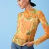 Next APOH Vincent Van Gogh Yellow Sunflower Long Sleeve Mesh Top