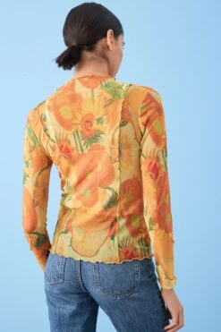Next APOH Vincent Van Gogh Yellow Sunflower Long Sleeve Mesh Top -Outlet Mode Zyra Store C04 490s3