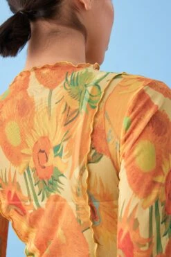 Next APOH Vincent Van Gogh Yellow Sunflower Long Sleeve Mesh Top -Outlet Mode Zyra Store C04 490s5