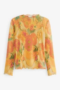 Next APOH Vincent Van Gogh Yellow Sunflower Long Sleeve Mesh Top -Outlet Mode Zyra Store C04 490s6