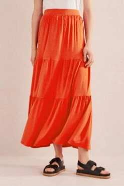 Boden Red Jersey Maxi Skirt